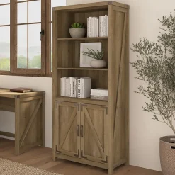 Bush Furniture Bookcases<Knoxville 72"H 5-Shelf Bookcase with Doors, Reclaimed Pine (CGB132RCP-03)