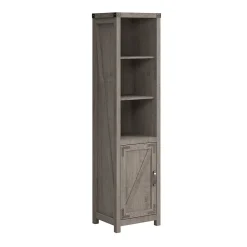 Bush Furniture Bookcases<Knoxville 72"H 5-Shelf Bookcase with Door, Restored Gray (CGB118RTG-03)