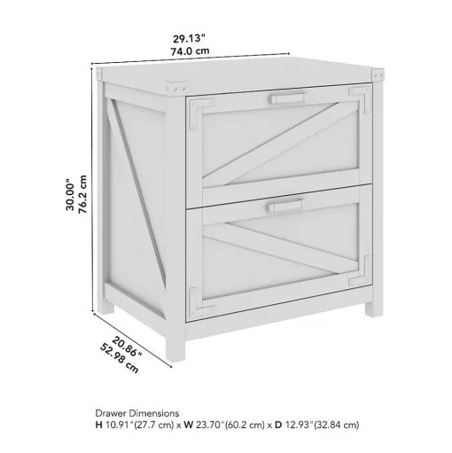 Bush Furniture File Cabinets<Knoxville 2-Drawer Lateral File Cabinet, Cottage White (CGF129CWH-03)