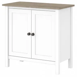 Bush Furniture Storage Cabinets<Mayfield 30" Storage Cabinet with 2 Shelves, Pure White/Shiplap Gray (MAS131GW2-03)