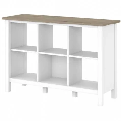 Bush Furniture Bookcases<Mayfield 30"H 3-Shelf Cube Bookcase, Pure White/Shiplap Gray (MAB145GW2-03)