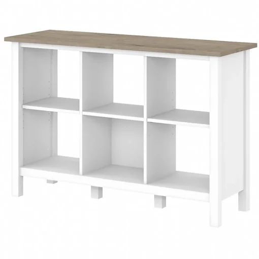 Bush Furniture Bookcases<Mayfield 30"H 3-Shelf Cube Bookcase, Pure White/Shiplap Gray (MAB145GW2-03)
