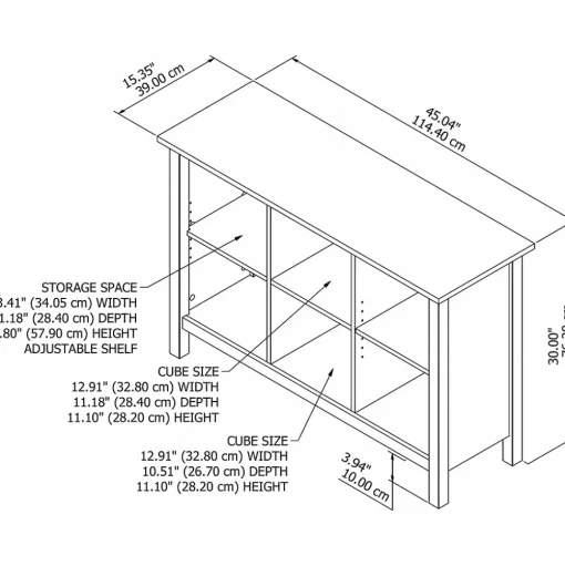 Bush Furniture Bookcases<Mayfield 30"H 3-Shelf Cube Bookcase, Pure White/Shiplap Gray (MAB145GW2-03)