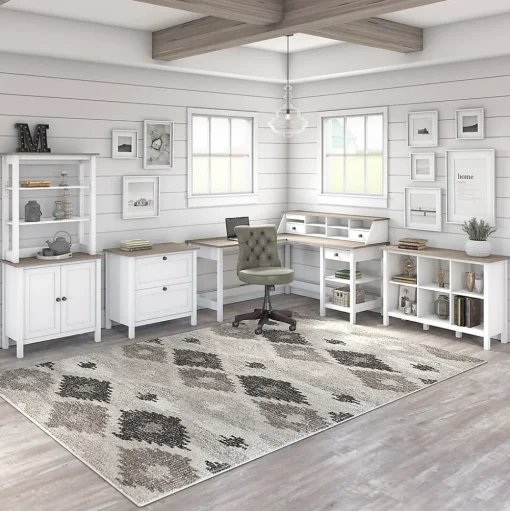 Bush Furniture Bookcases<Mayfield 30"H 3-Shelf Cube Bookcase, Pure White/Shiplap Gray (MAB145GW2-03)