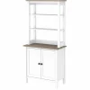 Bush Furniture Bookcases<Mayfield 5-Shelf 66"H Standard Bookcase with Doors, Pure White/Shiplap Gray (MAY019GW2)