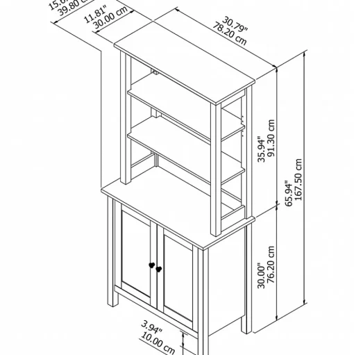 Bush Furniture Bookcases<Mayfield 5-Shelf 66"H Standard Bookcase with Doors, Pure White/Shiplap Gray (MAY019GW2)