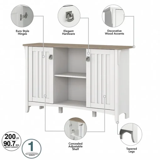 Bush Furniture Storage Cabinets<Salinas 29.96" Accent Storage Cabinet with 3 Shelves, (SAS147G2W-03)