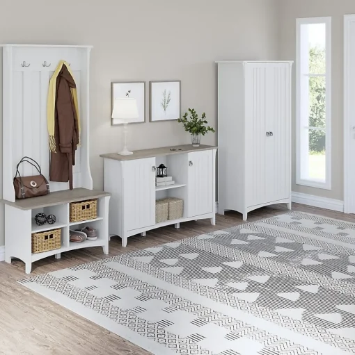 Bush Furniture Storage Cabinets<Salinas 29.96" Accent Storage Cabinet with 3 Shelves, (SAS147G2W-03)