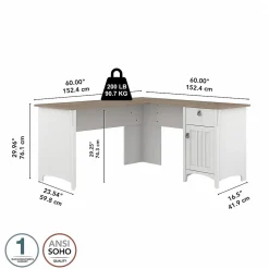 Bush Furniture Computer Desks<Salinas 60" L-Shaped Desk, (SAD160G2W-03)