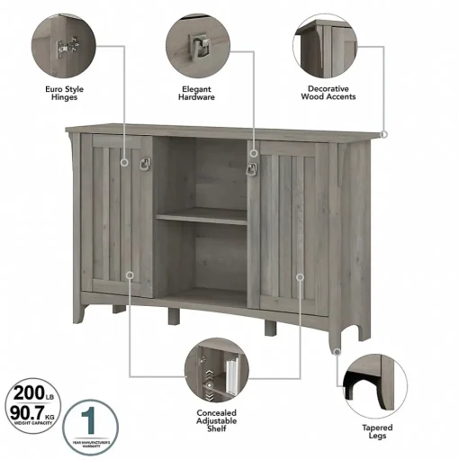 Bush Furniture Storage Cabinets<Salinas 68.11" Storage Set with Hall Tree, Shoe Bench and Accent Cabinet, 5 Shelves, (SAL008DG)