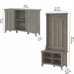 Bush Furniture Storage Cabinets<Salinas 68.11" Storage Set with Hall Tree, Shoe Bench and Accent Cabinet, 5 Shelves, (SAL008DG)