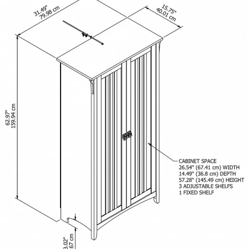 Bush Furniture Storage Cabinets<Salinas 63" Storage Cabinet with 5 Shelves, (SAS332CG-03)