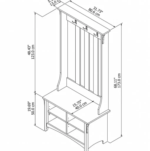Bush Furniture Storage Cabinets<Salinas Hall Tree with Storage Bench, (SAL001CG)