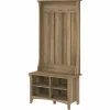 Bush Furniture Storage Cabinets<Salinas Hall Tree with Shoe Storage Bench, Reclaimed Pine (SAS532RCP-03)