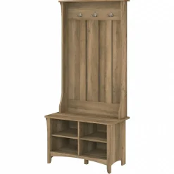Bush Furniture Storage Cabinets<Salinas Hall Tree with Shoe Storage Bench, Reclaimed Pine (SAS532RCP-03)