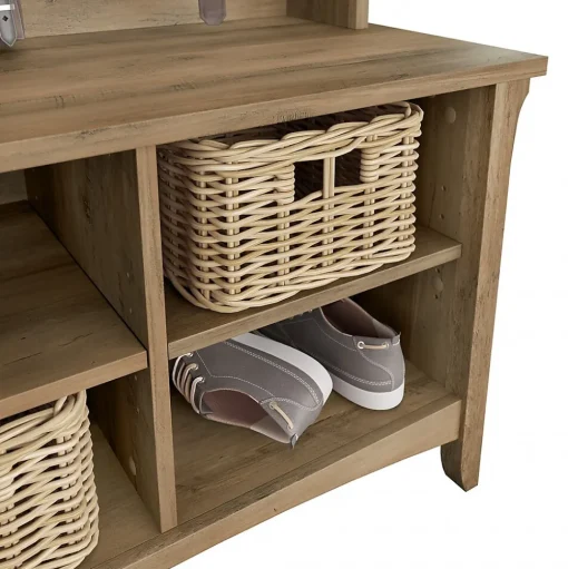 Bush Furniture Storage Cabinets<Salinas Hall Tree with Shoe Storage Bench, Reclaimed Pine (SAS532RCP-03)