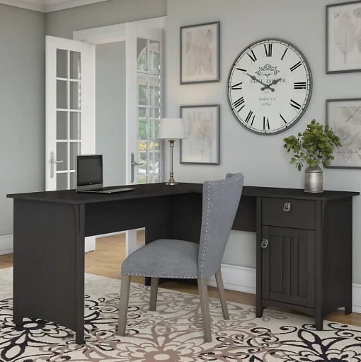 Bush Furniture Office Desks<Salinas 60"W L Shaped Desk with Storage, (SAD160VB-03)