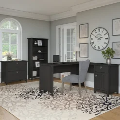 Bush Furniture Office Desks<Salinas 60"W L Shaped Desk with Storage, (SAD160VB-03)