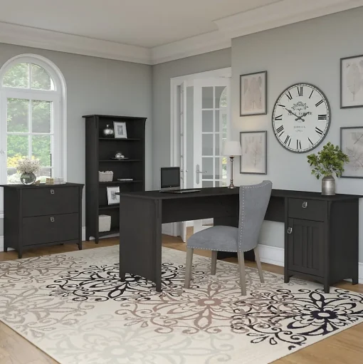 Bush Furniture Office Desks<Salinas 60"W L Shaped Desk with Storage, (SAD160VB-03)