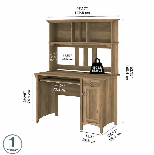 Bush Furniture Computer Desks<Salinas 48"W Small Computer Desk with Hutch, (MY72408-03)