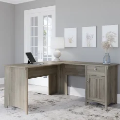 Bush Furniture Computer Desks<Salinas 60"W L Shaped Desk with Storage, (SAD160DG-03)