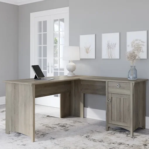 Bush Furniture Computer Desks<Salinas 60"W L Shaped Desk with Storage, (SAD160DG-03)