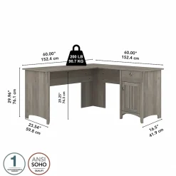 Bush Furniture Computer Desks<Salinas 60"W L Shaped Desk with Storage, (SAD160DG-03)