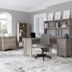 Bush Furniture Computer Desks<Salinas 60"W L Shaped Desk with Storage, (SAD160DG-03)
