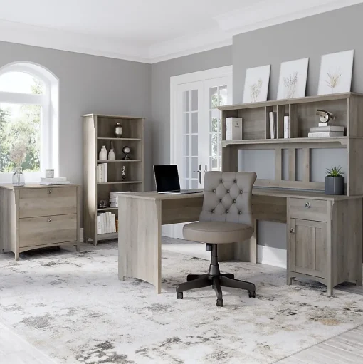 Bush Furniture Computer Desks<Salinas 60"W L Shaped Desk with Storage, (SAD160DG-03)