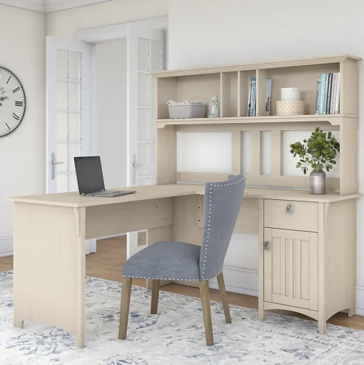 Bush Furniture Computer Desks<Salinas 60"W L Shaped Desk with Storage, (SAD160AW-03)