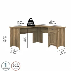 Bush Furniture Computer Desks<Salinas 60"W L Shaped Desk with Storage, (SAD160RCP-03)