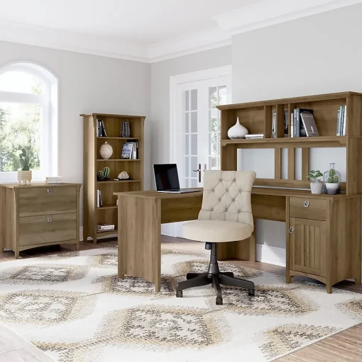 Bush Furniture Computer Desks<Salinas 60"W L Shaped Desk with Storage, (SAD160RCP-03)