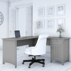 Bush Furniture L-Desks<Salinas 60"W L Shaped Desk with Storage, (SAD160CG-03)