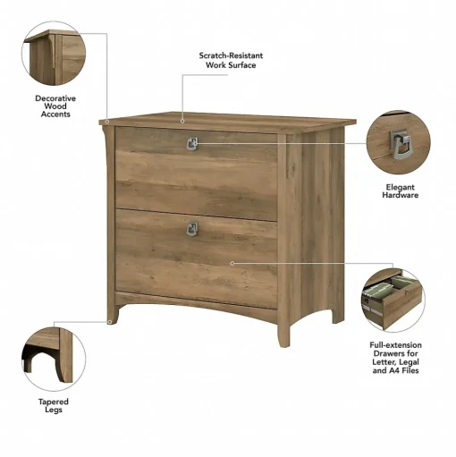 Bush Furniture L-Desks<Salinas 60"W L Shaped Desk with Lateral File Cabinet and 5 Shelf Bookcase, (SAL003RCP)