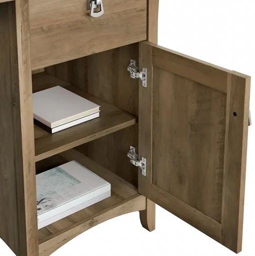 Bush Furniture L-Desks<Salinas 60"W L Shaped Desk with Lateral File Cabinet and 5 Shelf Bookcase, (SAL003RCP)