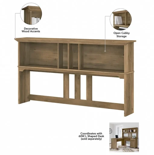 Bush Furniture L-Desks<Salinas 60"W L Shaped Desk with Hutch, Lateral File Cabinet and 5 Shelf Bookcase, (SAL007RCP)
