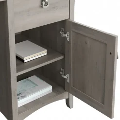 Bush Furniture L-Desks<Salinas 60"W L Shaped Desk with Lateral File Cabinet and 5 Shelf Bookcase, (SAL003DG)