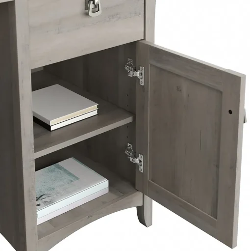 Bush Furniture L-Desks<Salinas 60"W L Shaped Desk with Lateral File Cabinet and 5 Shelf Bookcase, (SAL003DG)