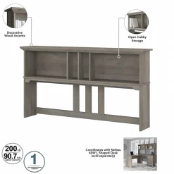 Bush Furniture L-Desks<Salinas 60"W L Shaped Desk with Hutch, Lateral File Cabinet and 5 Shelf Bookcase, (SAL007DG)