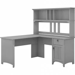 Bush Furniture L-Desks<Salinas 60"W L Shaped Desk with Hutch, Cape Cod Gray (SAL004CG)