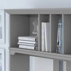 Bush Furniture L-Desks<Salinas 60"W L Shaped Desk with Hutch, Cape Cod Gray (SAL004CG)
