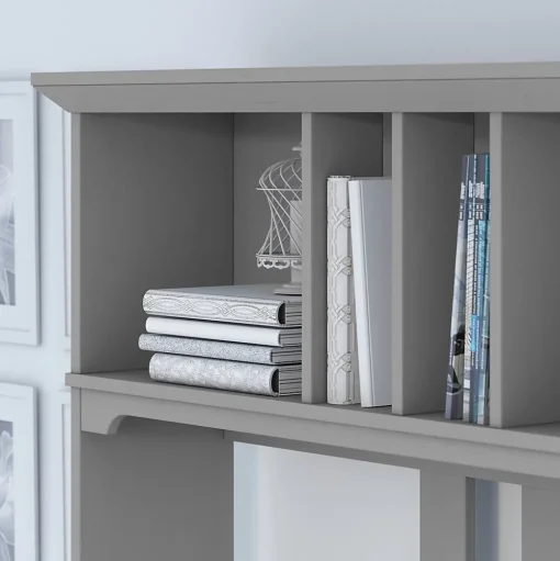 Bush Furniture L-Desks<Salinas 60"W L Shaped Desk with Hutch, Cape Cod Gray (SAL004CG)