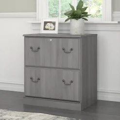 Bush Furniture File Cabinets<Saratoga 2-Drawer Lateral File Cabinet, Locking, Modern Gray (EX45854-03)