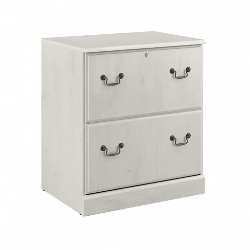 Bush Furniture File Cabinets<Saratoga 2-Drawer Lateral File Cabinet, Linen White Oak (EX45754-03)
