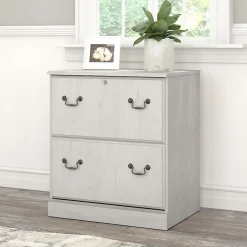 Bush Furniture File Cabinets<Saratoga 2-Drawer Lateral File Cabinet, Linen White Oak (EX45754-03)