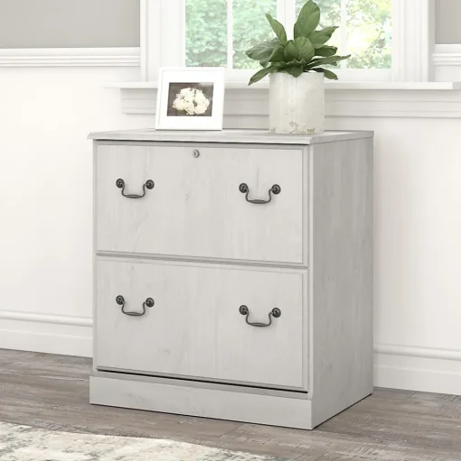 Bush Furniture File Cabinets<Saratoga 2-Drawer Lateral File Cabinet, Linen White Oak (EX45754-03)