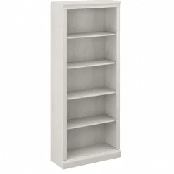 Bush Furniture Bookcases<Saratoga 72"H 5-Shelf Bookcase with Adjustable Shelves, Linen White Oak Laminate (W1645C-03)