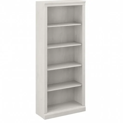Bush Furniture Bookcases<Saratoga 72"H 5-Shelf Bookcase with Adjustable Shelves, Linen White Oak Laminate (W1645C-03)