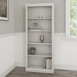 Bush Furniture Bookcases<Saratoga 72"H 5-Shelf Bookcase with Adjustable Shelves, Linen White Oak Laminate (W1645C-03)
