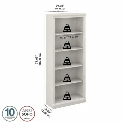 Bush Furniture Bookcases<Saratoga 72"H 5-Shelf Bookcase with Adjustable Shelves, Linen White Oak Laminate (W1645C-03)